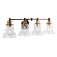 preview thumbnail 22 of 67, Modernist Vintage Metal/Glass Industrial Rustic LED Vanity, by JONATHAN Y 4-Light - Brass Gold
