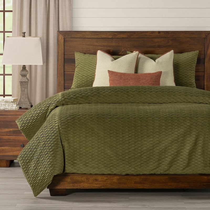 Smithsonian Fluctuate Duvet Set - Fluctuate Olive - Queen - 7 Piece