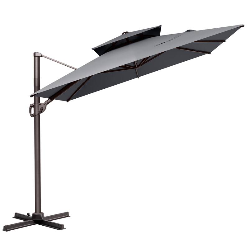 VredHom 9X11FT Outdoor Dual Wind Vent Offset Cantilever Patio Umbrella