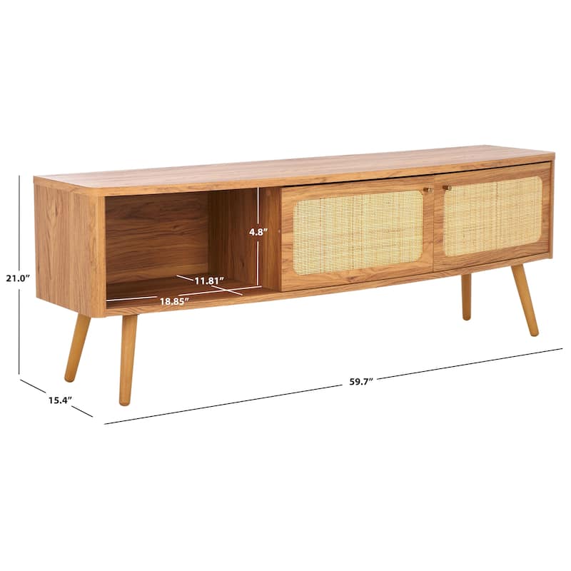 SAFAVIEH Home Cielle 2 Door Media Stand. - 60"Wx15"Dx21"H - Oak/Natural