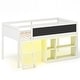 preview thumbnail 12 of 18, Gymax Kids Loft Bed w/LED Lights Chalkboard & Removable Bookcase White