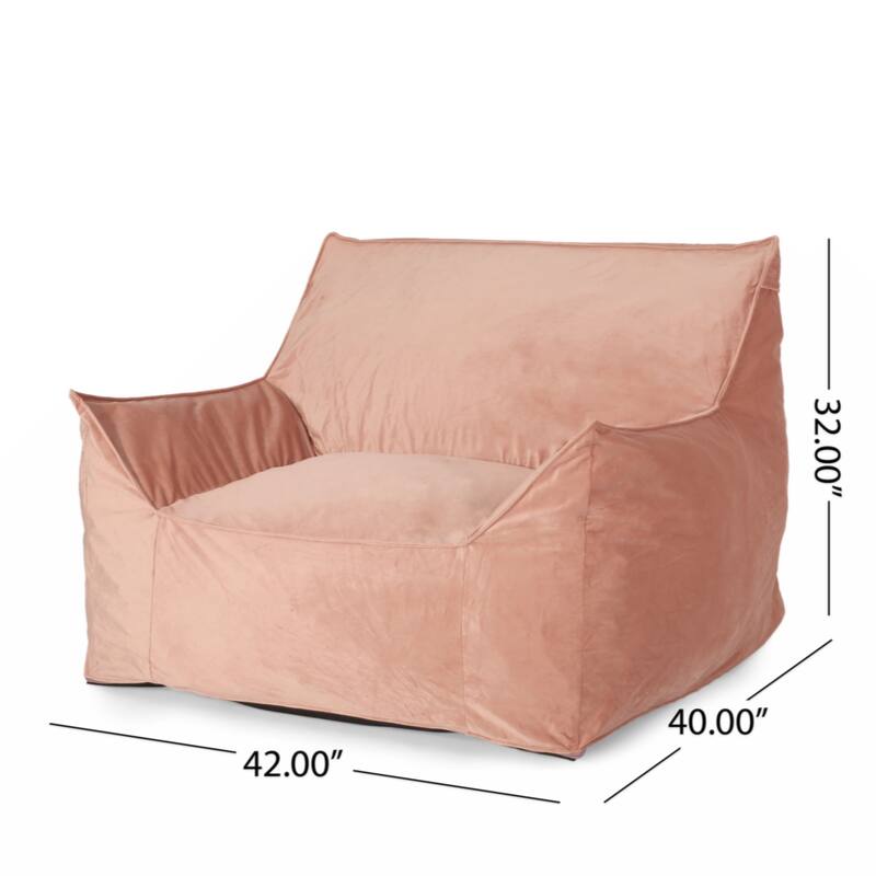Allea Velveteen Bean Bag Chair with Armrests