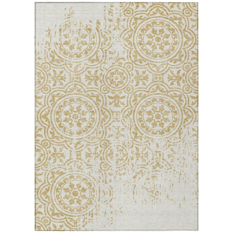 HomeRoots Medallion Transitional Rectangle Outdoor Rug