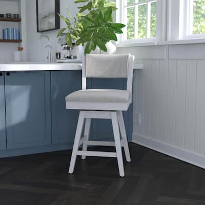 Hillsdale Furniture Clarion Wood and Upholstered Swivel Stool, Sea White