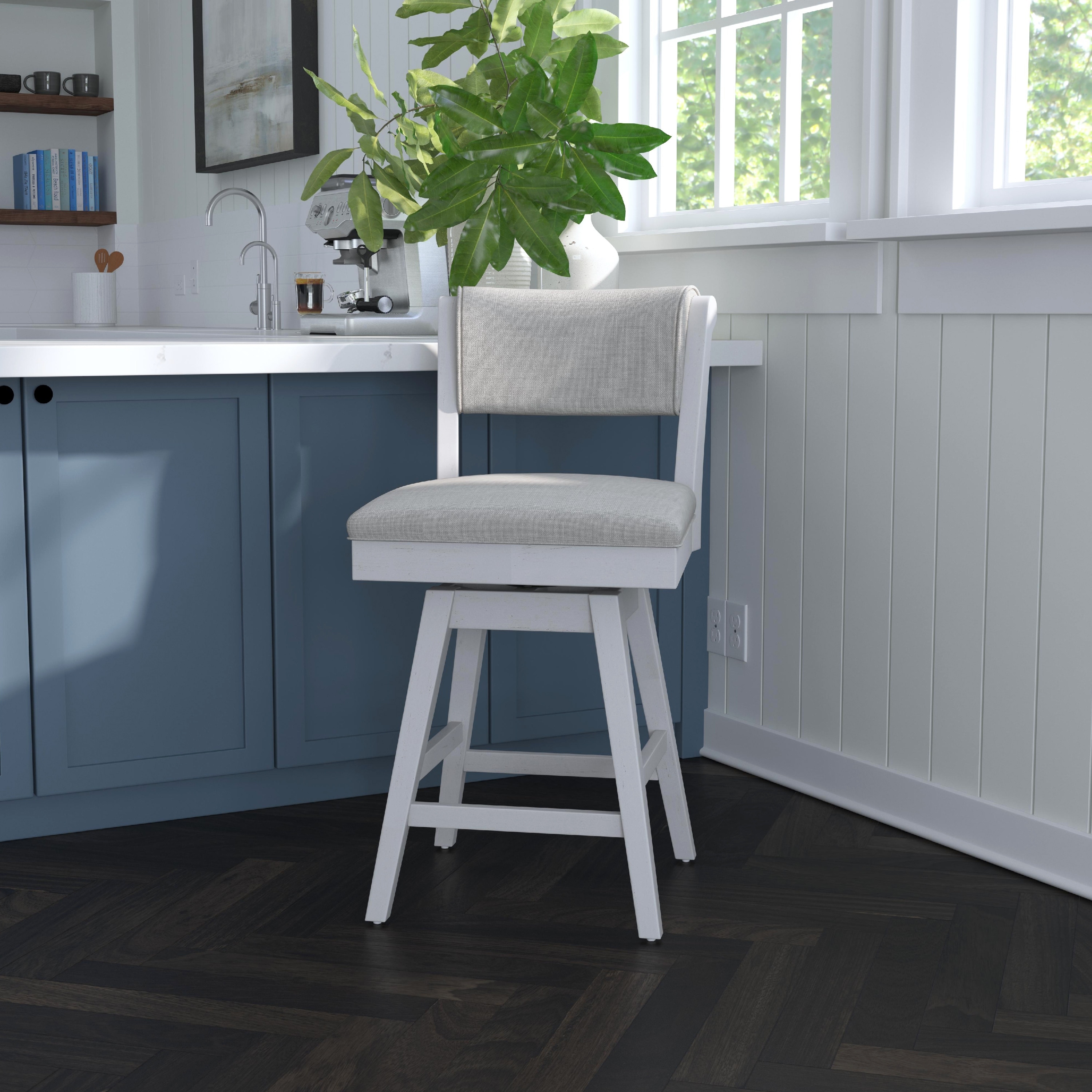 Hillsdale Furniture Clarion Wood and Upholstered Swivel Stool Sea