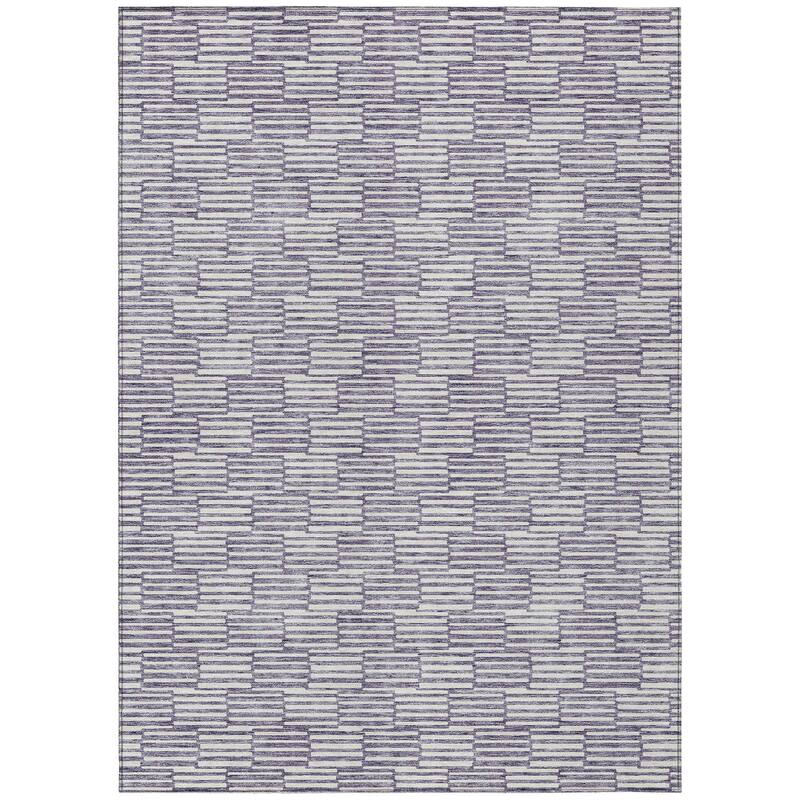 Machine Washable Indoor/ Outdoor Chantille Stripe Blocks Rug