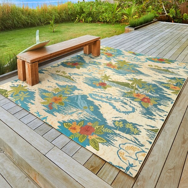 Origin Coastal Floral Indoor/Outdoor Area Rug - Bed Bath & Beyond ...
