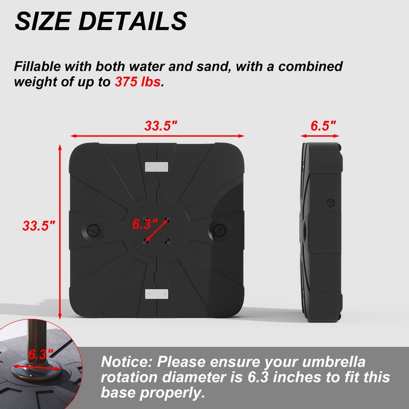 Heavy Duty Offset Umbrella Base with Wheels Patio Cantilever Stand, Fits 4.53" Pole