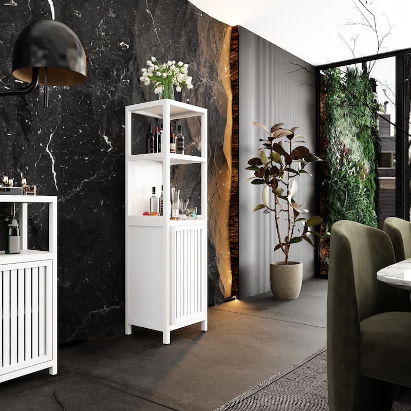 linen tower bamboo storage cabinet, suitable for main living spaces such as bathrooms, bedrooms, and living rooms