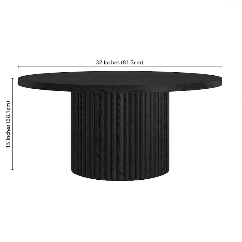 Rollan 32" Wide Round Fluted Coffee Table - 32" Wide