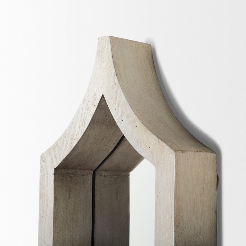 Tamanar Champagne Wood Frame Moroccan Inspired Mirror - 34" x 15" - 15"W x 34"H x 3"D