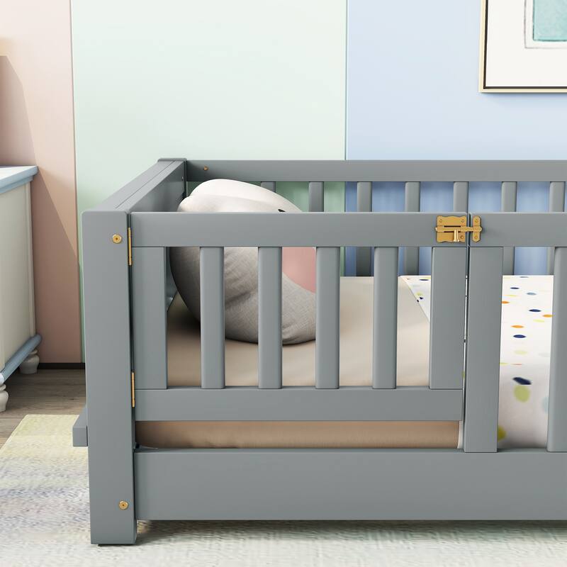Twin Pine Platform Bed with Book Storage Rack