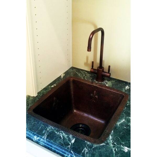 16" Rectangular Copper Bar Prep Sink with 3.5" Drain and ORB Faucet 16" Rectangular Copper Bar Prep Sink with 3.5" Drain and ORB Faucet