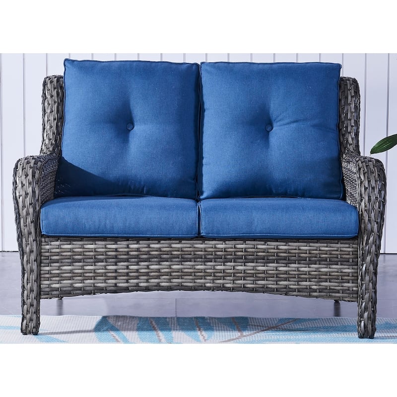 Gymojoy Outdoor Wicker Loveseat Sofa with Cushion Patio Rattan Sofa