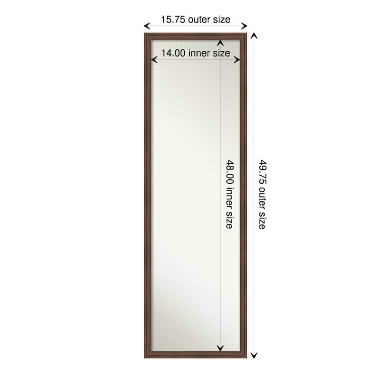 Florence Non-Beveled Framed Full-Length On the Door Mirror - Glass Size 14x48 - Florence Medium Brown