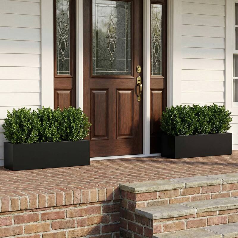 Metal Planters for Outdoor Plants Planter Box - Black-2PCS - 36"x10"