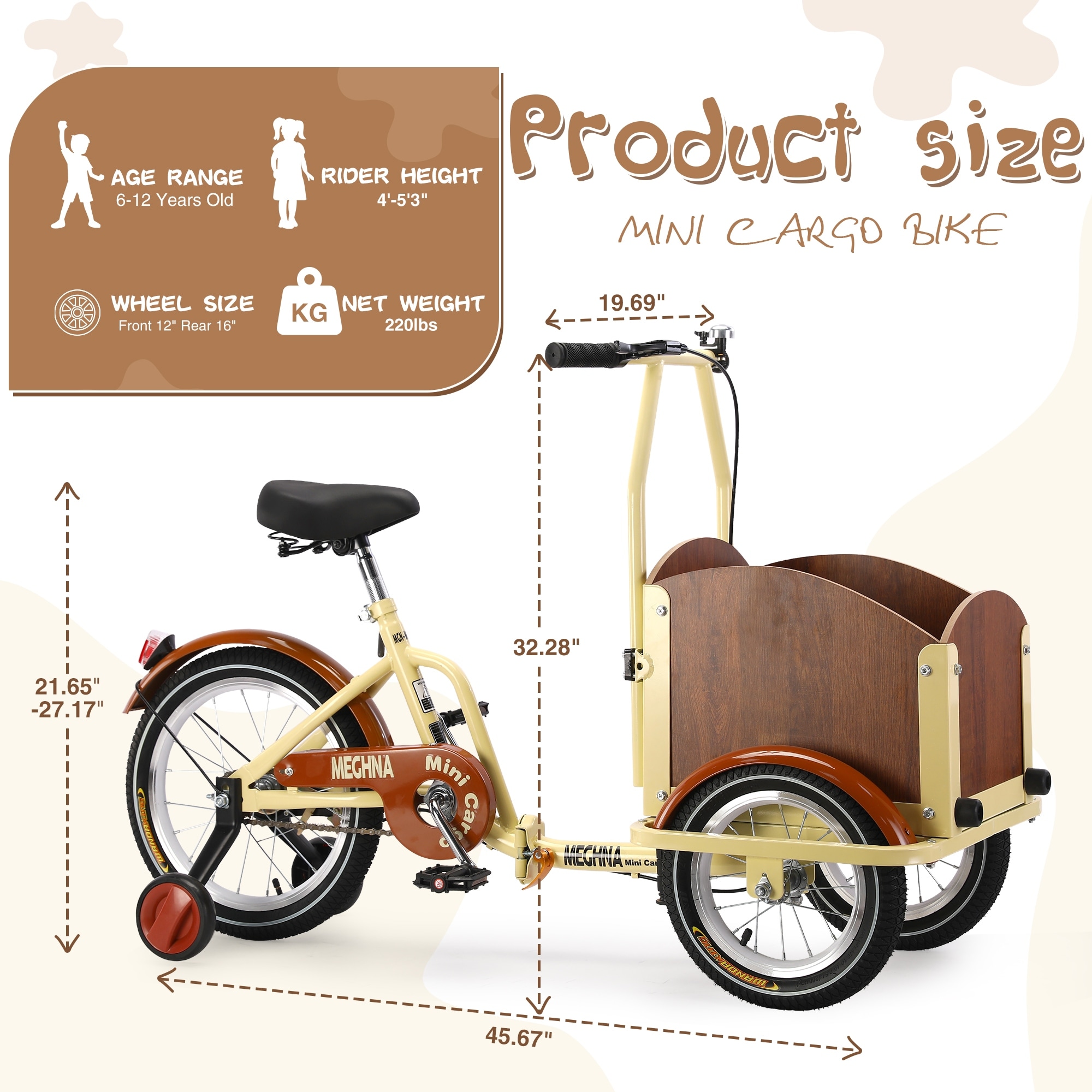 Outdoor Foldable Mini Cargo Bike with Cargo Basket and Training
