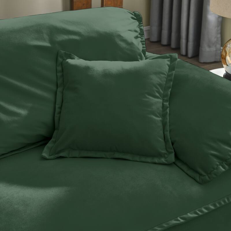 2 Piece Velvet Fabric Loveseat Sofa Set, Home Theater Solid Wood Frame