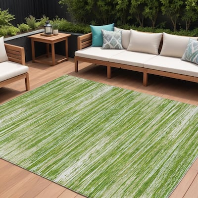 HomeRoots Striped Transitional Rectangle Outdoor Rug