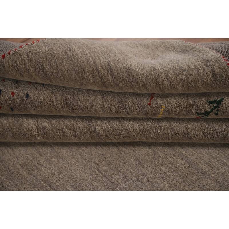 Tribal Brown Gabbeh Oriental Area Rug Hand-Knotted Wool Carpet - 7'1" x 9'9"