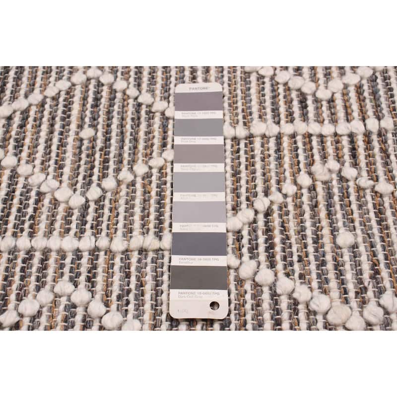 ECARPETGALLERY Braid weave Sienna Grey Wool Rug - 6'0 x 9'3