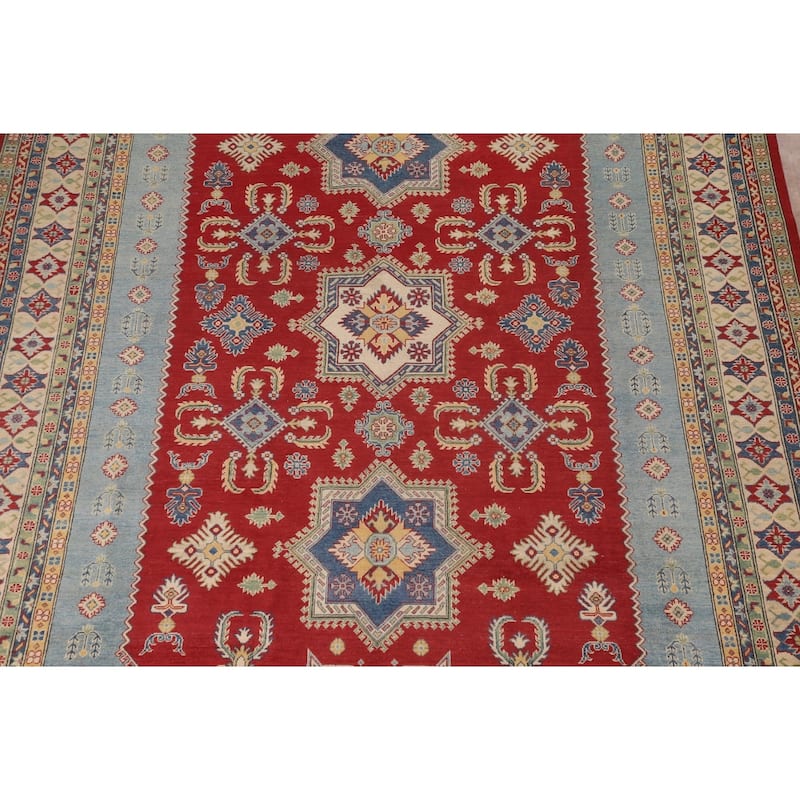 Red Kazak Area Rug Handmade Traditional Oriental Wool Carpet - 10'0"x 12'10"
