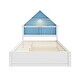 preview thumbnail 6 of 16, Solid Wood Frame Full Size Platform Beds with Bookcase Headboard and Led Light
