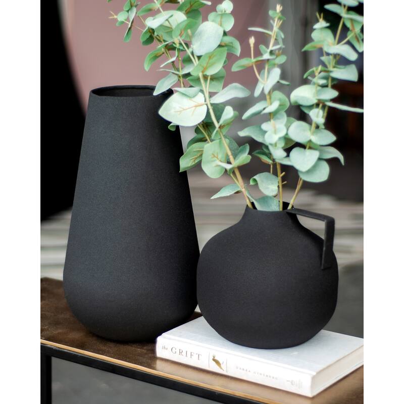 Renwil Roove Indoor Iron Vase, Matte Black