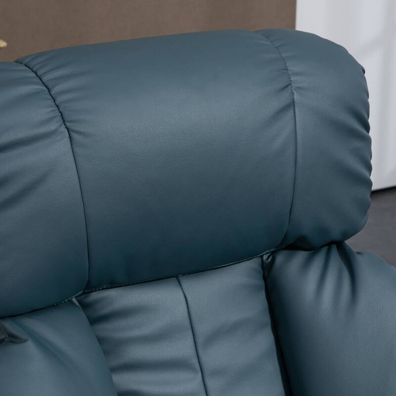 360 Swivel PU Leather Manual Massage Recliner Chair with Footrest, Adjustable Backrest and 10 Point Vibration