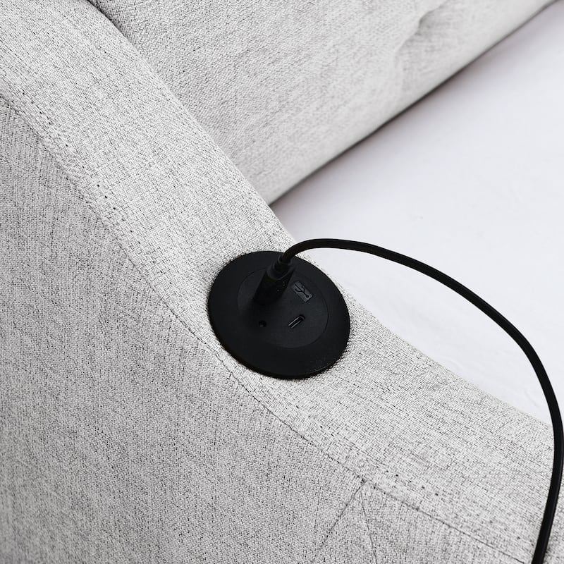 Upholstery Daybed with Twin Size Erectable Trundle and USB Charging Design