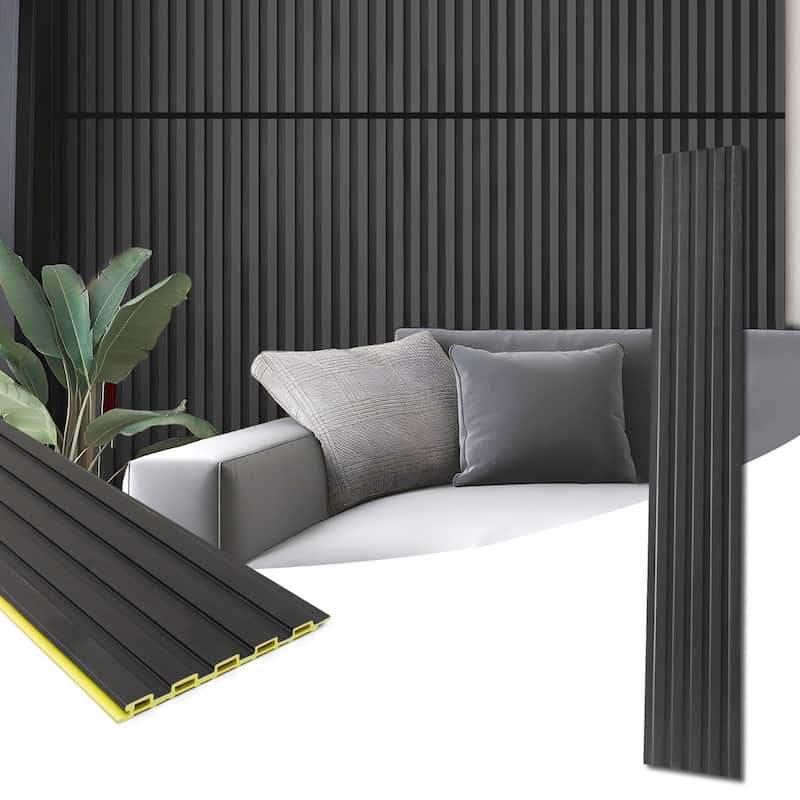 Art3d WPC Slat Wall Panels,3D Wall Accents for Interior Wall Decor,48in x 6in (Pack of 16)