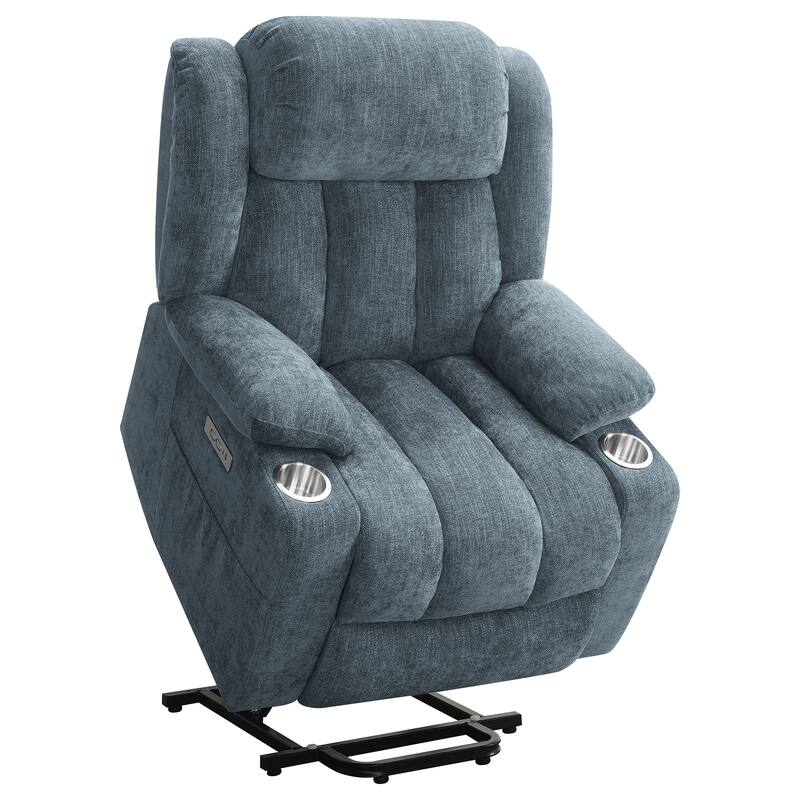 Beca Slate Blue Upholstered Power Lift Recliner