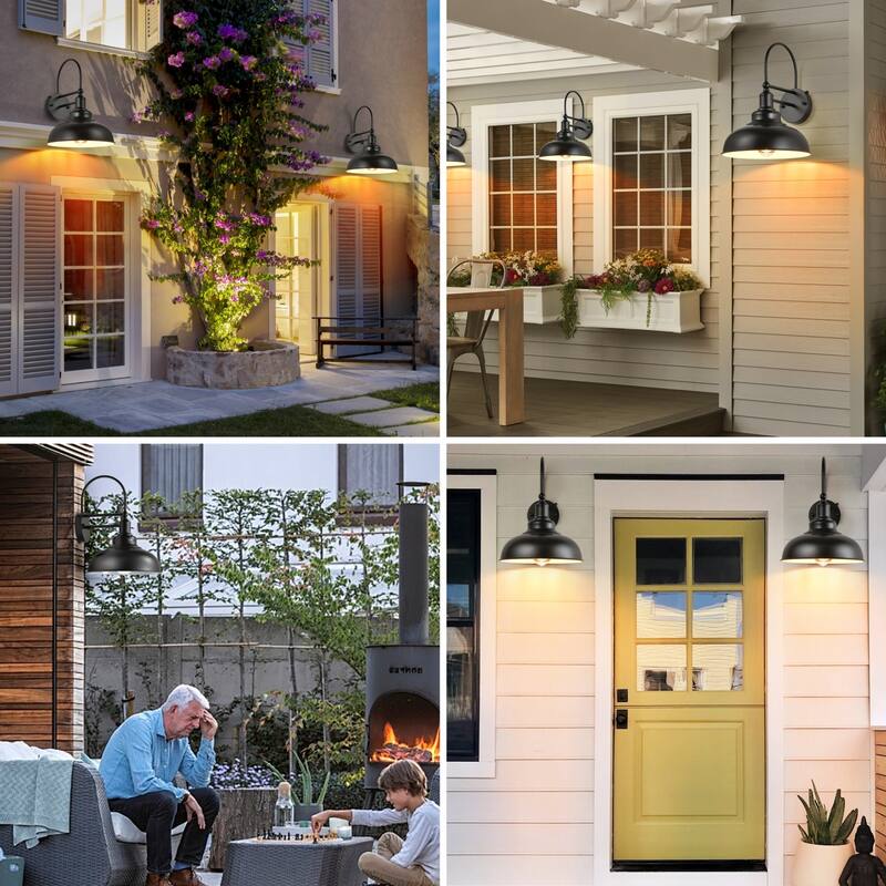 Farmhouse Gooseneck Dusk to Dawn Outdoor Wall Lights A set of two, Waterproof for House Porch Garage