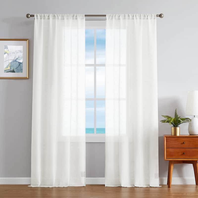 Nautica Erasmus Sheer Rod Pocket Window Curtain Panel Pair
