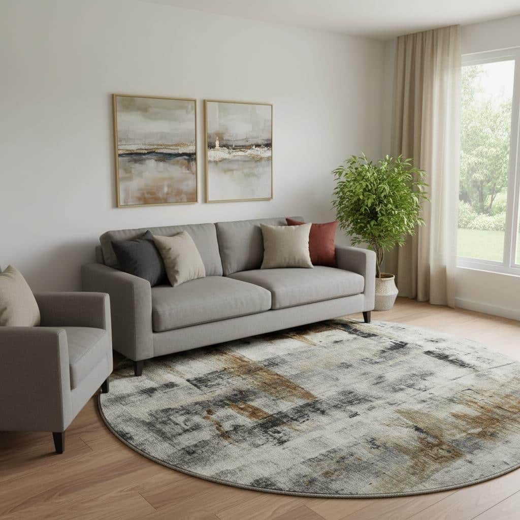 HomeRoots Abstract Transitional Round Area Rug - 8' Round