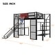 preview thumbnail 9 of 22, Full Size Metl Loft Bed with Open Wardrobe, Slide and Bulit-in Desk, Kids Loft Bedframe with Basketball Hoop and Storage Shelves