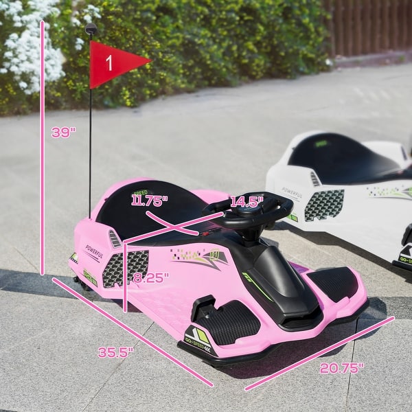 dimension image slide 3 of 4, Aosom 12V Electric Go Kart, 5 MPH Drifting Car Battery Powered Ride on Toy Outdoor with Slow Start, Music, Colorful Lights