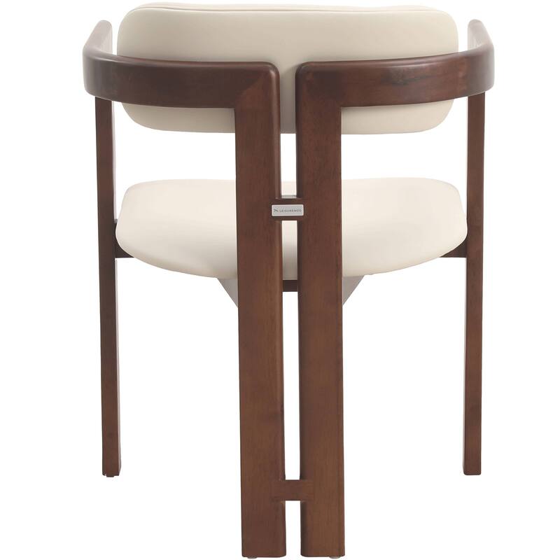 Dining Chairs Upholstered Leather Seats in Rubberwood Set of 4 Arm Chairs Open Back Design