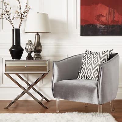 Vianne Velvet Curved Back Acrylic Leg Accent Chair by iNSPIRE Q Bold