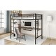 preview thumbnail 4 of 10, Black Twin Size Metal Loft Bed with Desk and Shelf , Space Saving Design for Kids, Bedroom
