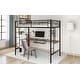 preview thumbnail 4 of 10, Space Saving Design Loft Bed with Desk and Shelf, Metal Structure, Includes Two Bookshelves, Twin, Black