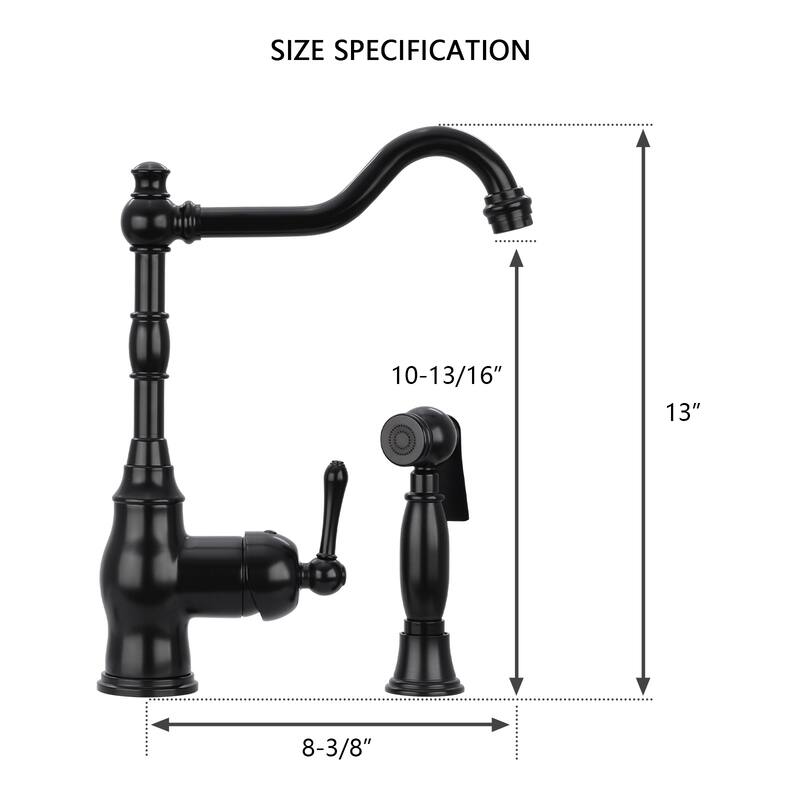 One-Handle Copper Widespread Kitchen Faucet with Side Sprayer