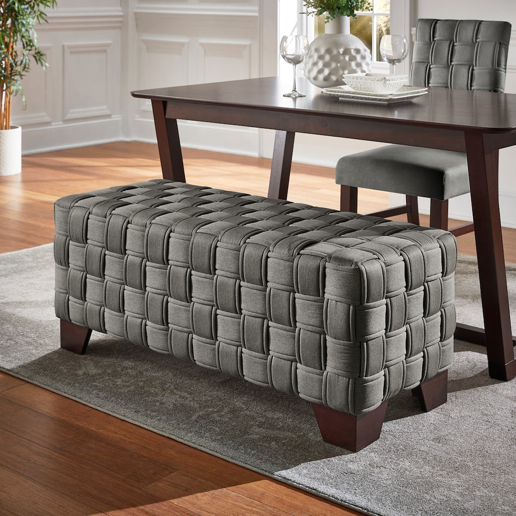 Orlo Walnut Finish Woven Bench by iNSPIRE Q Modern