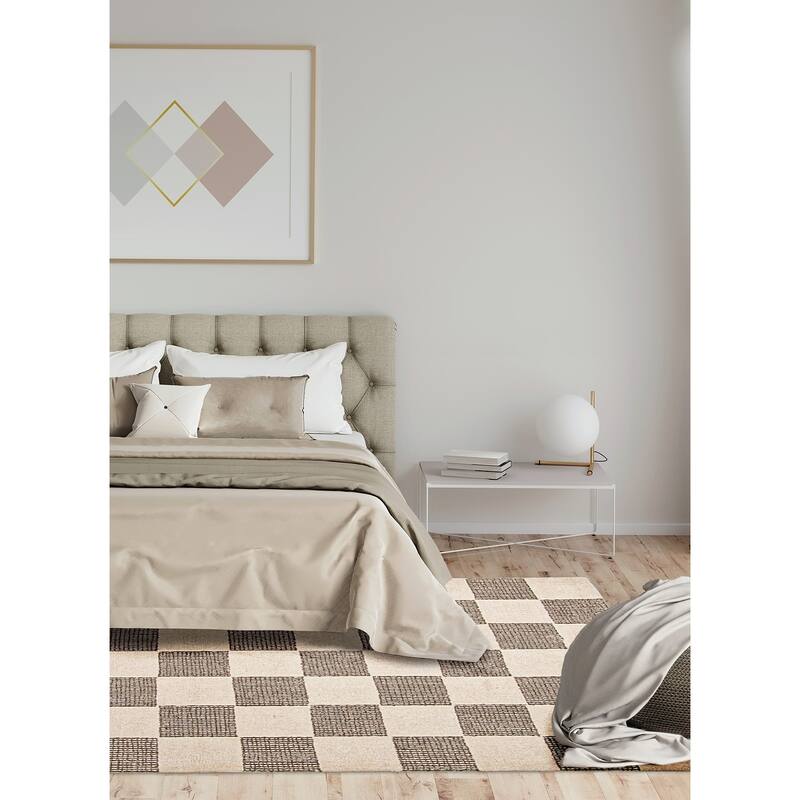 ECARPETGALLERY Hand Tufted Timeless Cream Wool Rug - 5'0 x 7'11