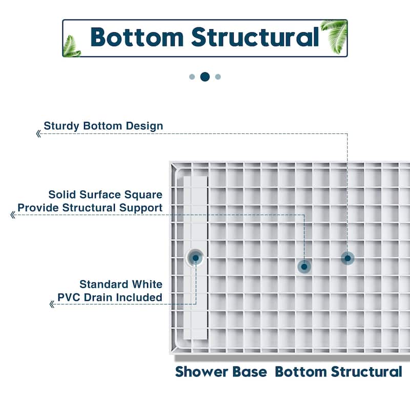 Elegant Rectangular SMC Shower Base 48'' W x 36'' D x 4'' H Single Threshold Anti-slip Shower Pan with Shower Drain