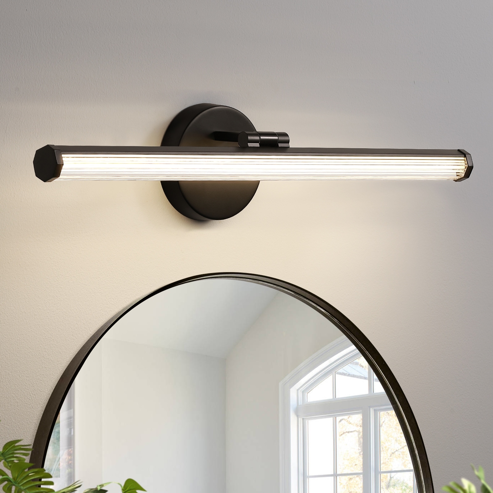Black bath bar light top