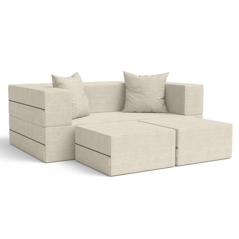 Jaxx Zipline Convertible Queen-size Sleeper Loveseat and Ottoman Set