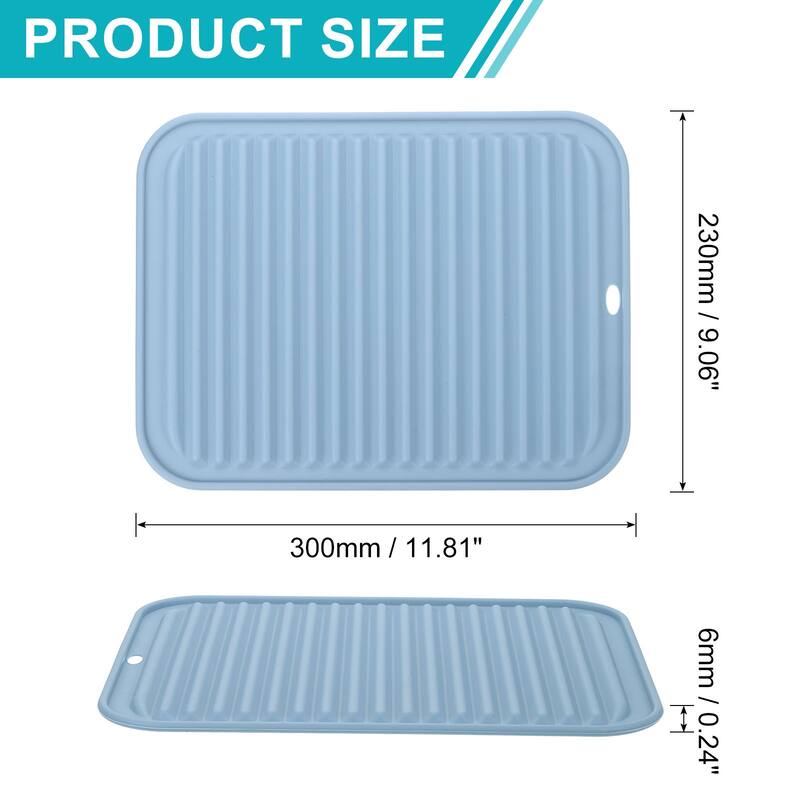 Silicone Dish Drying Mat, 9"x12" Trivets for Hot Pots and Pans - Blue