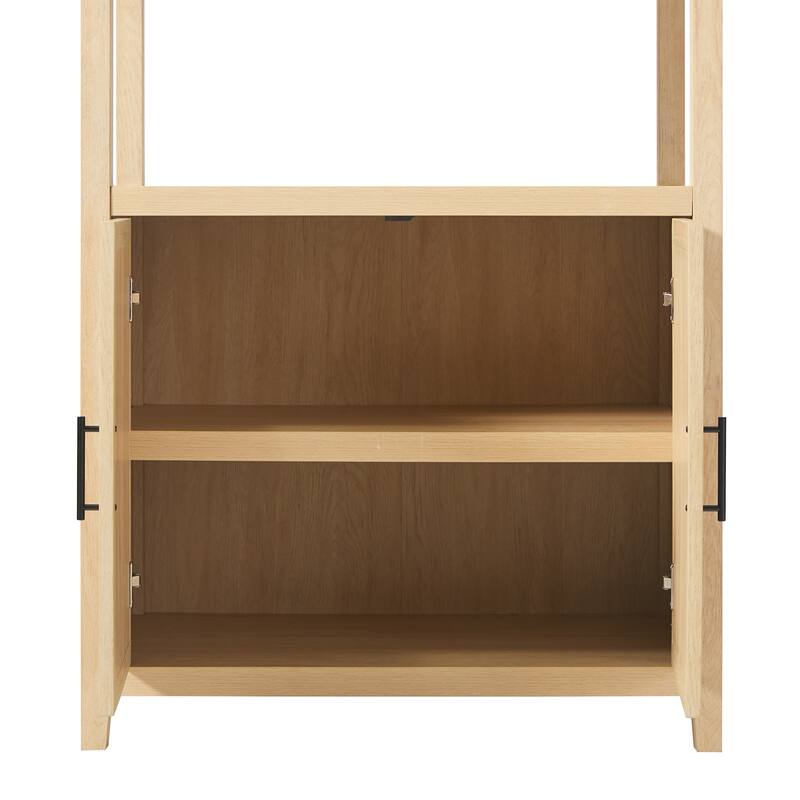 Walker Edison Modern Arched Bookshelf Cabinet with Reeded Doors