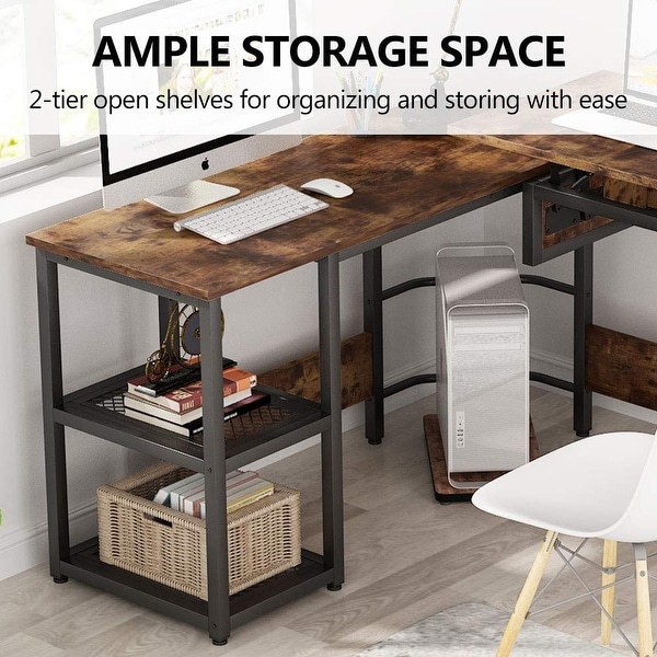 Tribesigns rustic lift shop top computer desk